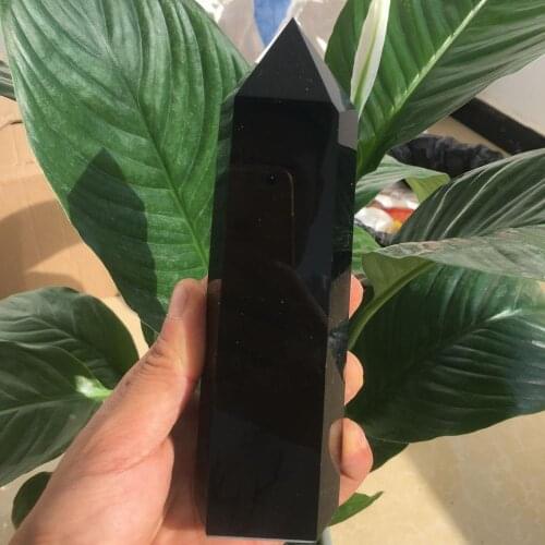 Beautiful Natural obsidian obelisk point quartz crystal wand healing Natural crystal Reiki healing 550-600g