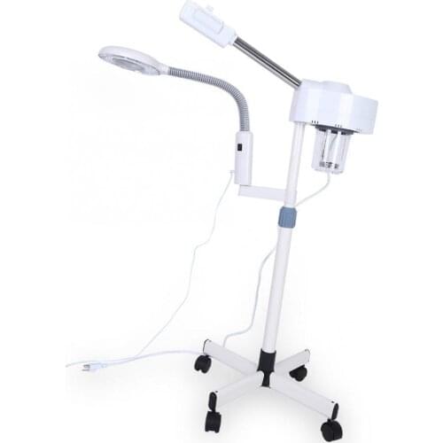 5X Magnifying Lamp Facial Moisturize Whiten Skin Hot Ozone Machine Spa Thermal Spray Floor-mounted Steam With Pulley