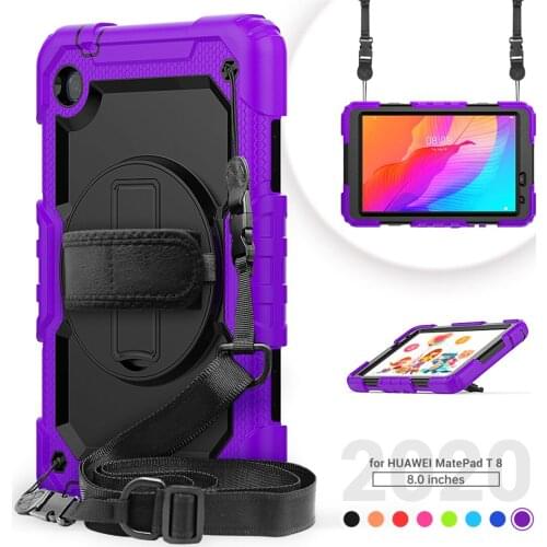 MatePad T Cases Funda Shockproof Heavy Duty Case for Huawei MatePad T8 8.0inch Tablet Cover with Wrist Straps & Neck Strap