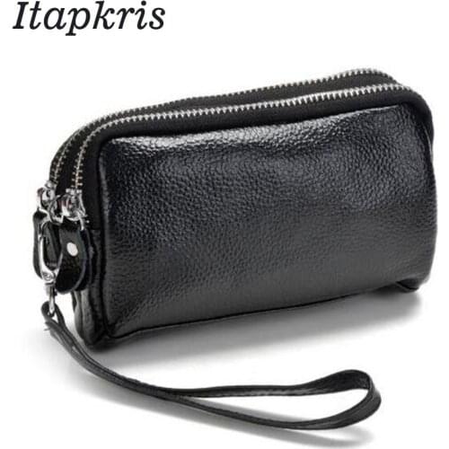 Fashion Women Purse PU Leather Clutch Wallet Female Classic Black Coin Organizer Zipper Phone Pocket Card Pouch