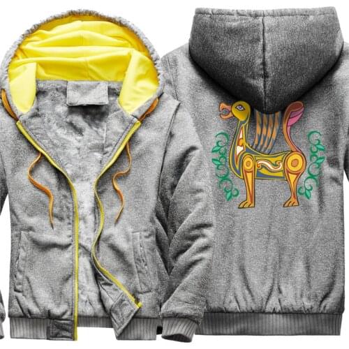 Bird Print Camouflage Men Raglan Thicken Jackets Dark Blue Hip Hop Clothing Leisure Casual Tops Long Sleeve Fashion Hooded Homme