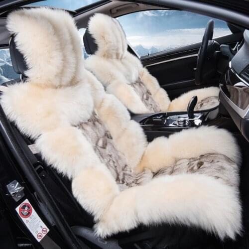 Low profile luxury long sheep fur car seat cover cushion full wool cover car seat cover comfortable 5 seats covers for 1 set