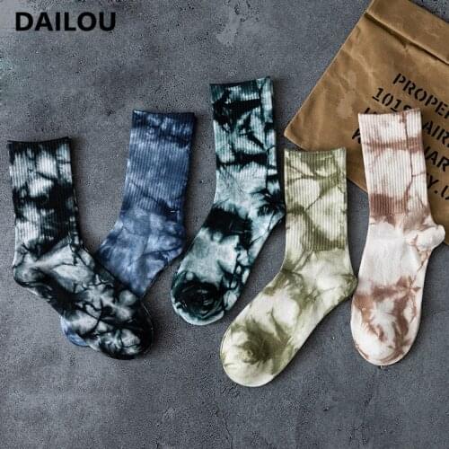 High Quality Tie Dye Socks Men Women Cartoon Sweet Original Street Hip Hop Novelty Funny Art Cotton Socks Gifts For The Holidays