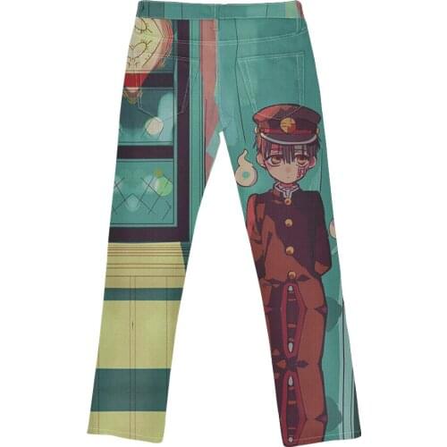 2021 New Hot Janpanese Anime Toilet-Bound Hanako-Kun Role Play Printing Jeans Straight Tube Slim Cowboy Chic Trousers