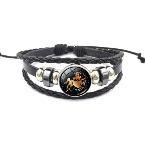 NEW HOT 12 Zodiac Signs Bracelet Men Women Jewelry Virgo Libra Scorpio Aries Taurus Leather Bracelets for Women Men Gifts