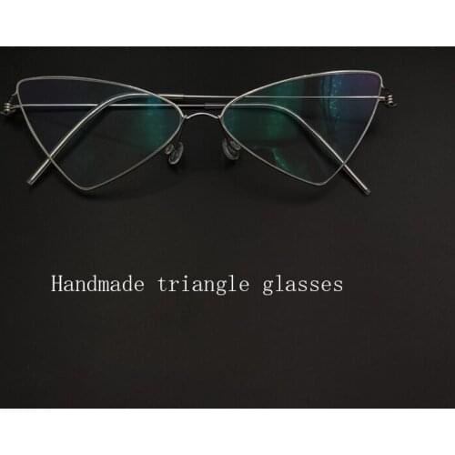 Handmade triangle personalized anti-blue light myopia prescription reading glasses Fashion cat eye Eyeglasses