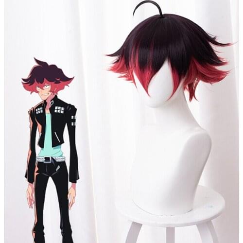 PROMARE Cosplay Gueira Wig Short Heat Resistant Synthetic Hair Halloween Cosplay Wigs+ Free Wig Cap