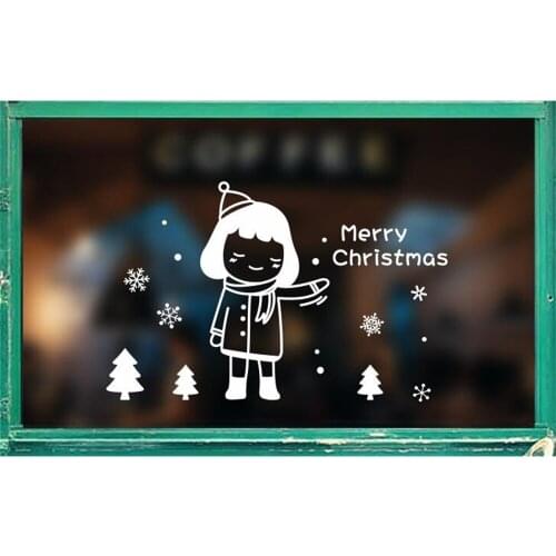 Merry Christmas snowflake element festival Atmosphere decoration Store shop office door decoration sticker window sticker wal