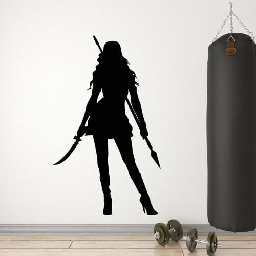 Sexy Girls Vinyl Wall Decal Girl Warrior With Sword Window Sticker Sexy Silhouette Home Bedroom Living Room Mural Wallpaper M30
