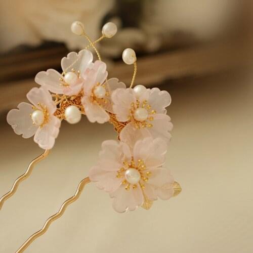 1pcs Hairpin Ancient Costume Headdress Hair Accessories Flower Hair Stick for Hanfu Daily Decor Prop Women Girl Gift