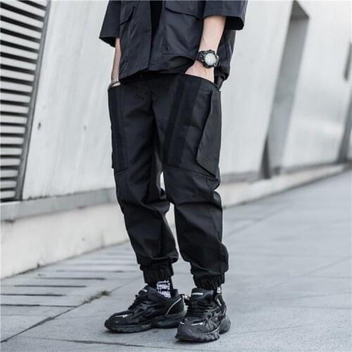 Mens Joggers Streetwear Patchwork Pockets Cargo Pants Man Harajuku Joggers Men Trousers Hip Hop Tactical Function Techwear