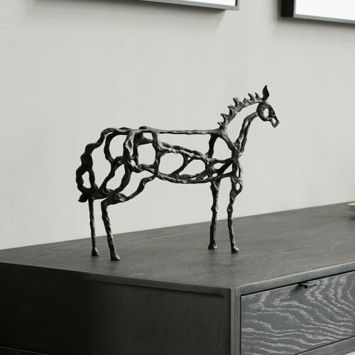 MODERN IRON CRAFTS HOME LIVING ROOM HOLLOW HORSE ABSTRACT METAL ORNAMENT DECOR OBJECTS OFFICE SCULPTURE ACCESSORIES GIFTS