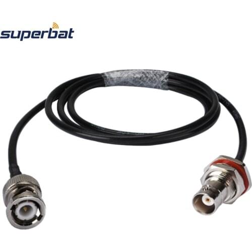 Superbat BNC Plug Straight to BNC Jack Bulkhead with O-ring Straight Pigtail Cable RG58 30cm