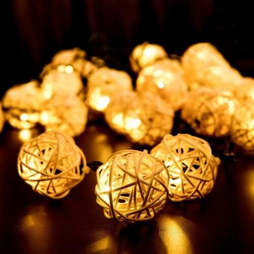 AC110-220V 6m 40leds 10m 100leds Warm White Rattan Ball LED String Light Christmas Holiday Light for Wedding Party Decoration