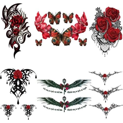 6 Sheets Rose Temporary Tattoo for Women Waterproof Fake Tattoos Sexy Cover Up Makeup Body Sticker Waterproof for Legs Thighs Ch