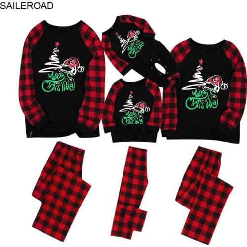 TUONXYE Family Matching Christmas tree Hat Pajamas Sets For Parent-child Outfit Snowman Xmas Kids Homewear New Years Outfits