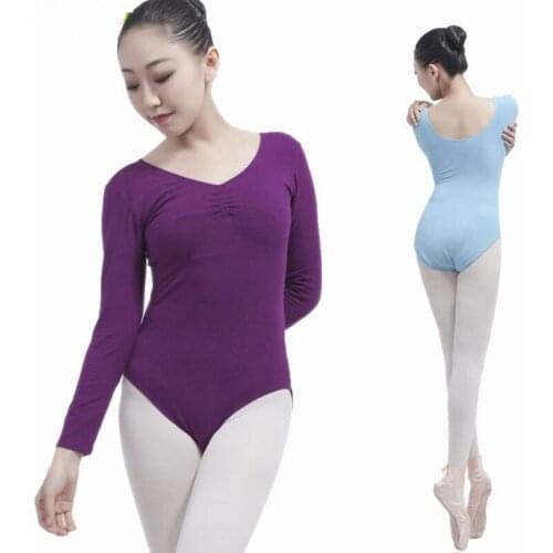 V-neck Gymnastics Leotard For Dance Long Sleeve Adult Ballet Leotards Ballet Leotards F Women Ballet Bodysuit Dancing Costume