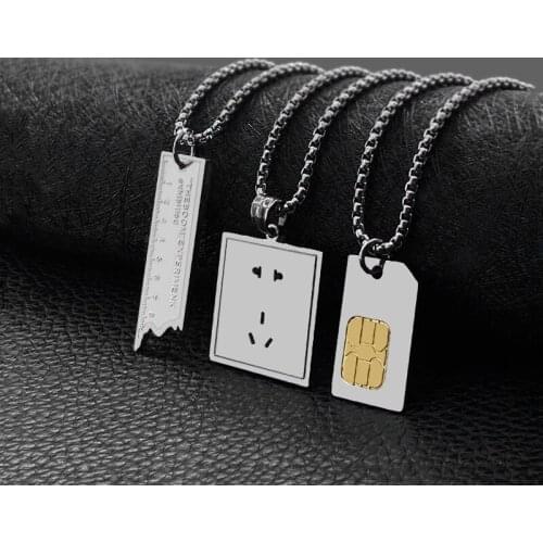 Retro fashion brand broken ruler pendant socket electric hip-hop jewelry pendant for men and women