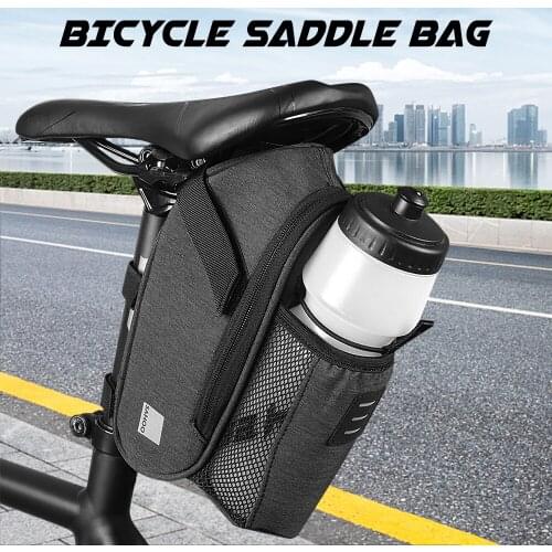 Bicycle Saddle Bags with Water Bottle Pocket Waterproof Bike Seat Bag Reflective Cycling Rear Seat Post Bag Tail Rear Bags