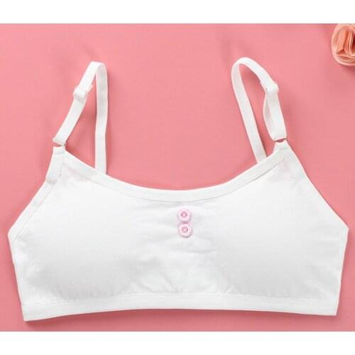 High Quality Solid Color Adjusted Straps Simple Style Girls Bras Brassiere Young Teenager Students Cotton Vest Underwear FS0492