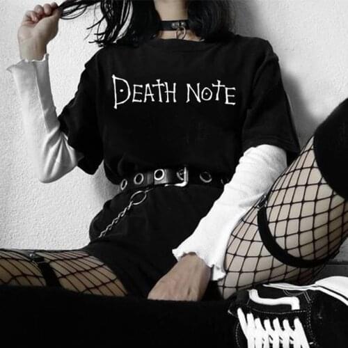 Death Note Women Tshirt Oversized 2021 Short sleeve dropshipping y2k Top harajuku Kawaii aesthetic print vintage gothic clothes
