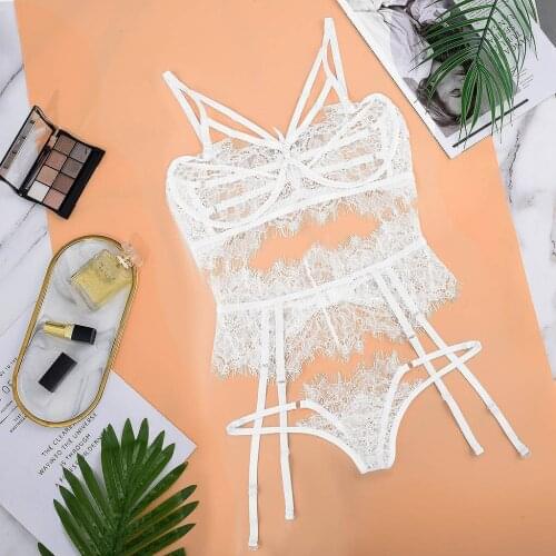 Womens Sexy Lingerie Lace Top Bra Set Sexy Fashion Lace Lingerie Underwear Sleepwear G-string Pajamas Garter Erotic Lingerie