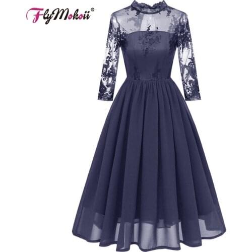 Women Embroidery Midi Evening Party Dress Lace Chiffon Hollow Out Plus Size XXL Dresses Ladies Elegant Ball Gown