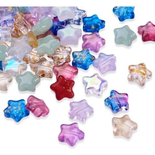 100Pcs/set Five-pointed Star Glass Beads Mixed Colors Loose Spacer Bead Pendant For Earring Bracelet DIY Handmade Jewelry Making