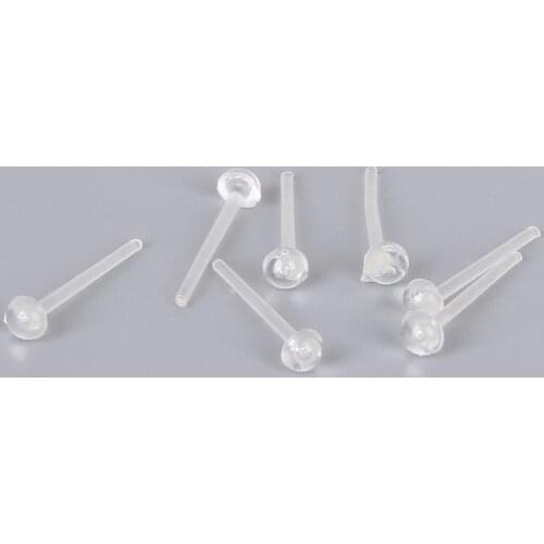 100pcs/lot Fashion White Plastic Simple Hypoallergenic transparent sterile disinfecting ear stick Earrings For Women And Men