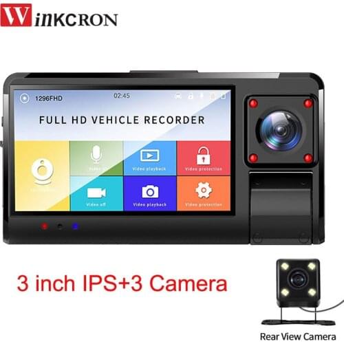 3.0" IPS Touch Car DVR Camera K13 FHD 1080P With 3 Camera Lens DVR Dash Cam Video Recorder Detection WDR Full Function DVRS