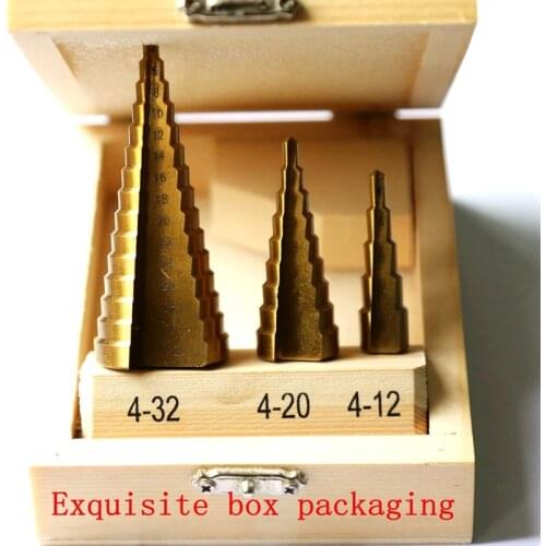 3 pcs. Metric Spiral Flute Pagoda Shape Hole Cutter 4-32 / 20/12 mm high speed steel drill bit specified cone sharpening HSS Ste