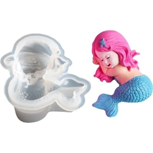 Lovely Sleeping Mermaid Fondant Silicone Mold Simulation Mermaid Cake Decoration Mold Aromatherapy Plaster Mold