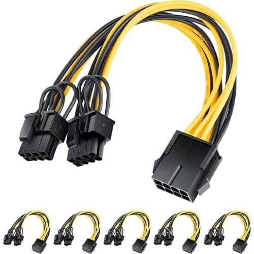8-Pin Female to 8-Pin (6+2) Male 18AWG Y-Splitter PCI Express Graphics Card GPU Extension Cable Graphics Card Power Cord