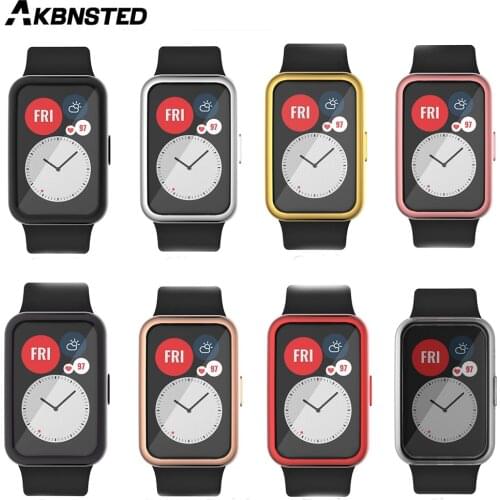AKBNSTED TPU Plating Silicone Watch Protective Shell For Huawei Watch Fit Smart Watch Accessories For Huawei fit Watch Case