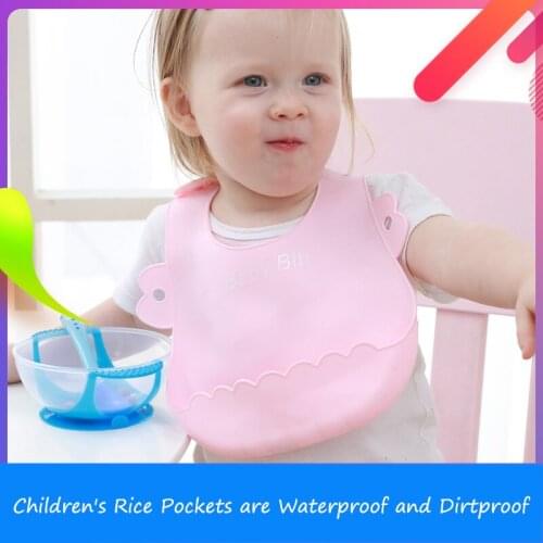 Baby Waterproof Bibs Newborn Accessories Soft Silicone and Anti-dirty Rice Pocket and Adjustable Feeding Cloth for Newborn Baby