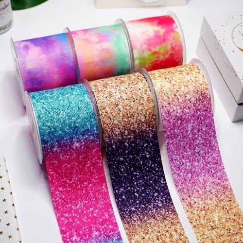 DIY Cartoon Gradient Color Printed Grosgrain Ribbon For Craft Supplies Sewing Accessories 5 Yards. 15521