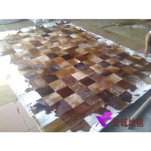 Free shipping 1 piece 100% natural handmade cow leather carpet mat