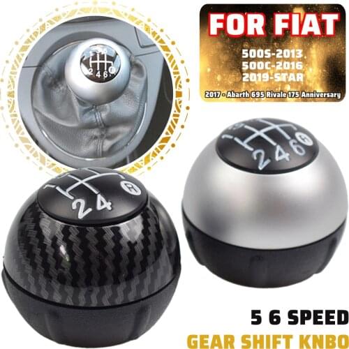 1PC 5 6 Speed Gloss Black Cap Replacement MT Car Gear Shift Knob Stick For Fiat 500 2012 2013 2014 2015 2016 2017 2018