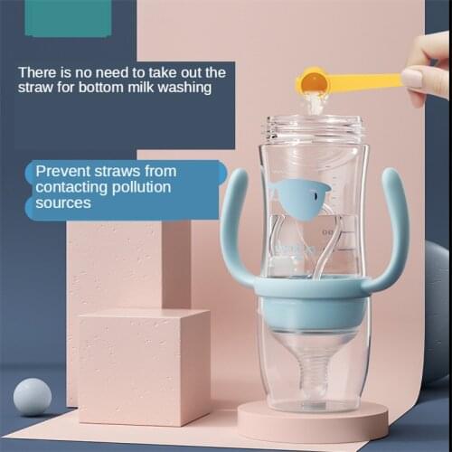 Newborn Infant Baby Feeding Bottle Wide Caliber Ppsu Big Straw Bottle Anti-falling Upside Down Cute Accessories Milk Water