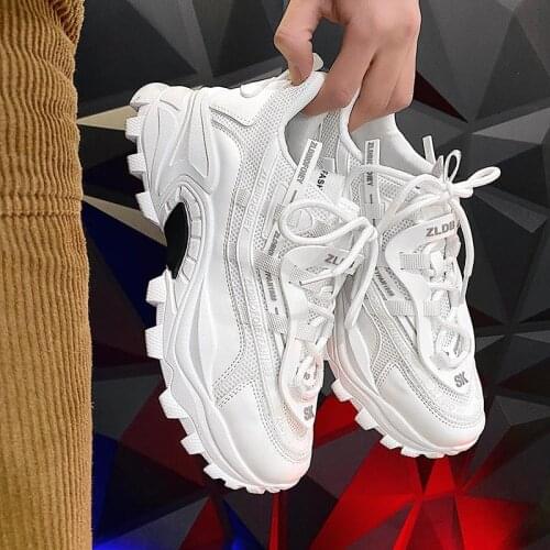 COZOK 2021 Summer Spring Winter New Style Thick-soled Increase Korean Fashion All-match Casual Mens Sports Breathable Shoes