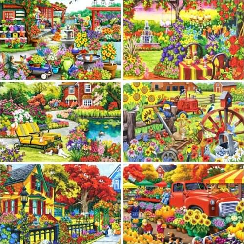 EverShine Diamond Painting Landscape Picture Rhinestones Diamond Mosaic Garden Bead Embroidery Spring Cross Stitch Kits Wall Art