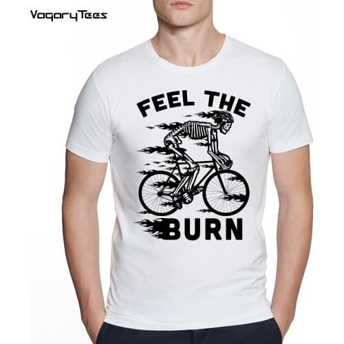Mens Creative cycling Lover feel the burn Print Short Sleeve T-Shirt Hipster O-neck Design Tops Cool streetwear Tee
