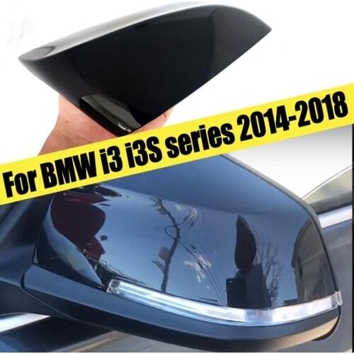 Carbon Fiber Pattern Side Wing Rear View Caps Gloss Black for BMW I3 I3S Series 2014-2018 Rearview Mirror Cover M4 Style