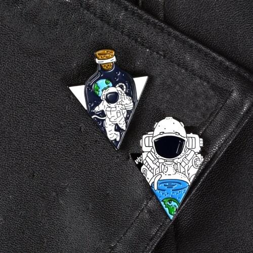 Spaceman Pins Outer Space Rocket Astronaut Planet Hard enamel lapel pins Backpack Jackets Bags Accessories Gifts for space lover