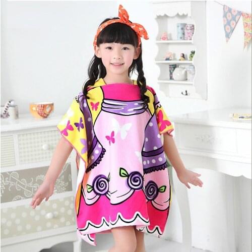 Swimming Holiday Children Cartoon Print Bathrobe Beach Towel Soft Absorbent Cute Princess Cloak Bath Towel