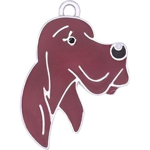 Metal Enamel Color Irish Setter Dog Charm Custom Pendants Pet Animal Jewelry For Bracelet Necklace Keychain Making DIY