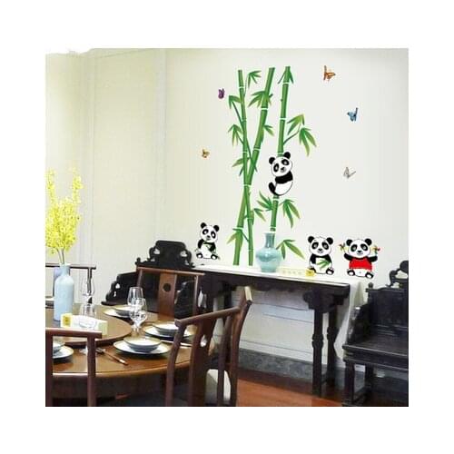 Cute Cartoon Bamboo Panda Wall Sticker for Bedroom Living Room TV Can Remove Wall Sticke Christmas Stickers Room Decoration