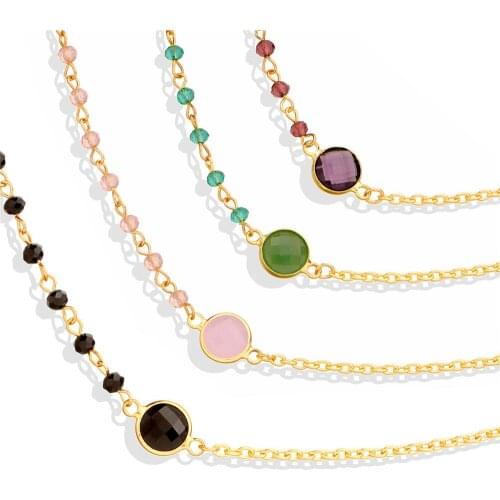 Fashion Crystal Rhinestone Zircon Bead Bracelet For Women Simple Chic Heart Round Chain Bracelet Statement Handmade Party Jewely