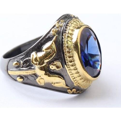Handmade Mens Silver Tanzanite Ring,18K Gold Plated 925 Silver Oval Tanzanite Ring