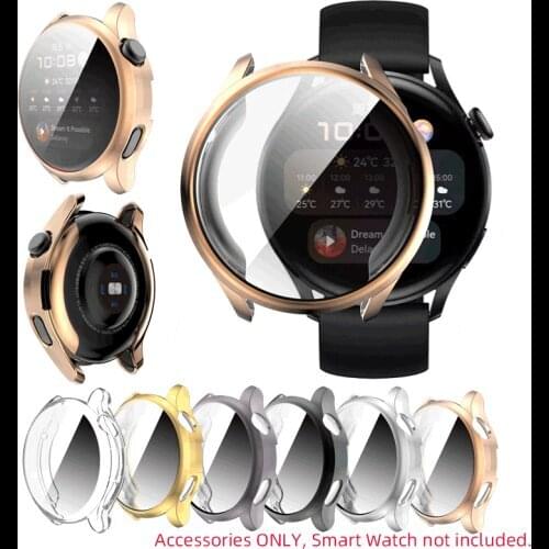 TPU Soft Shell Full Glass Screen Protector Case Frame For Huawei Watch 3/3 Pro 48/46mm Smartwatch 3pro Protective Bumper Cover
